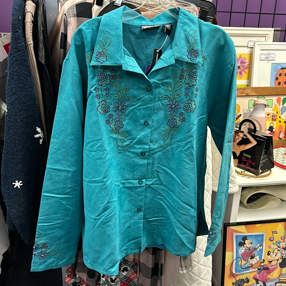 💜Fashion Classics Teal Button Down XL
